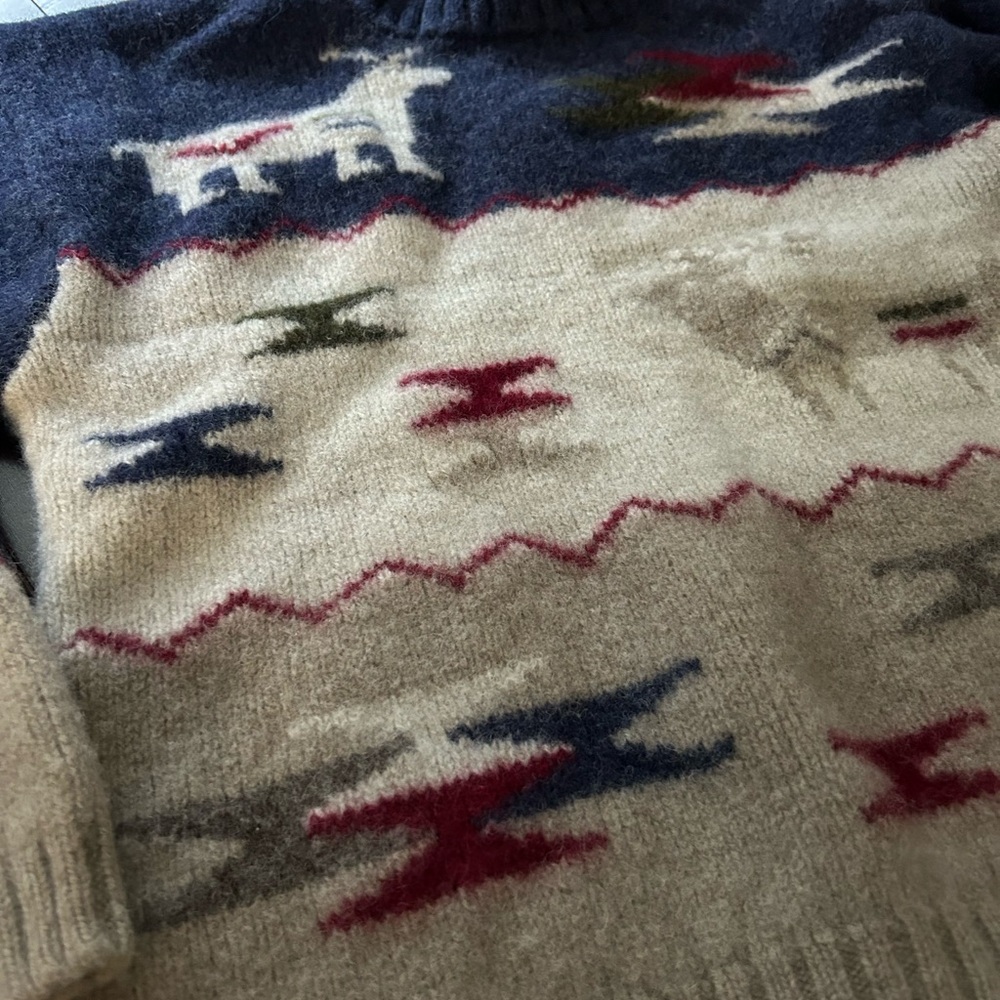 Vintage Muskoka Lakes 100% Shetland Wool Nature Outdoors Patterned Knit Sweater - Picture 4 of 5